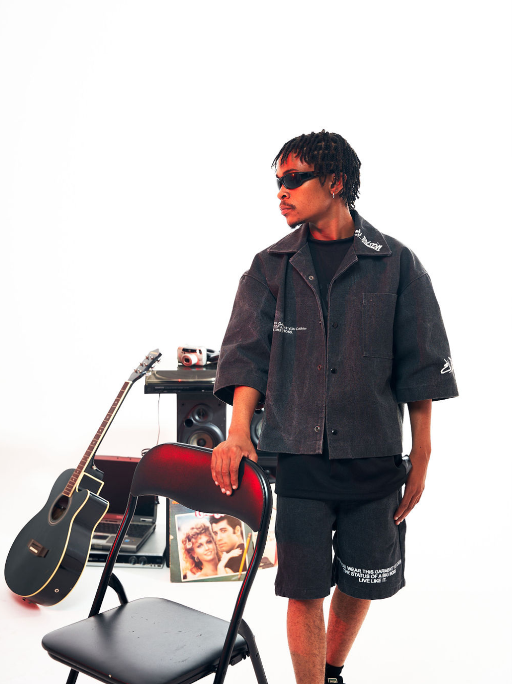 El Patron Grey Acid Wash Denim Oversized Shirt